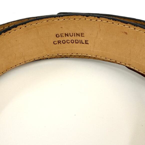 Vintage 90s Reddish Brown Genuine Crocodile Skin Minimalist Buckle Belt main image 7
